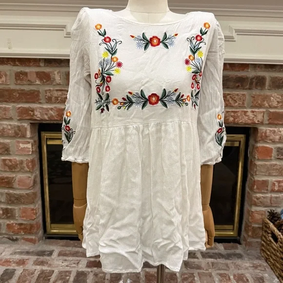 green emerald velvet dress Floral Crochet Swim Cover-Up Midi Dress White / L